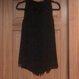 Theory sleeveless black with fringe top